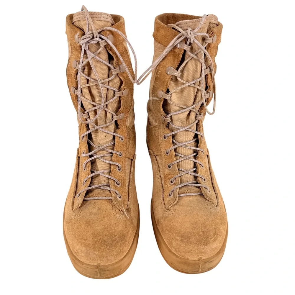Belleville Hot Weather Tactical Combat Boots Mens 10R Vibram Steel Toe Tan Suede